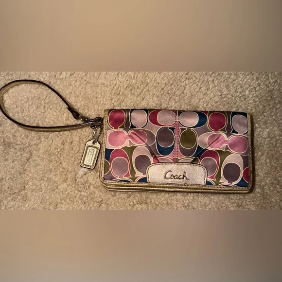 2pc Limited Ed. Coach Multicolor Medium Signature Gallery Scarf Print Satin Tote - Picture 11 of 13